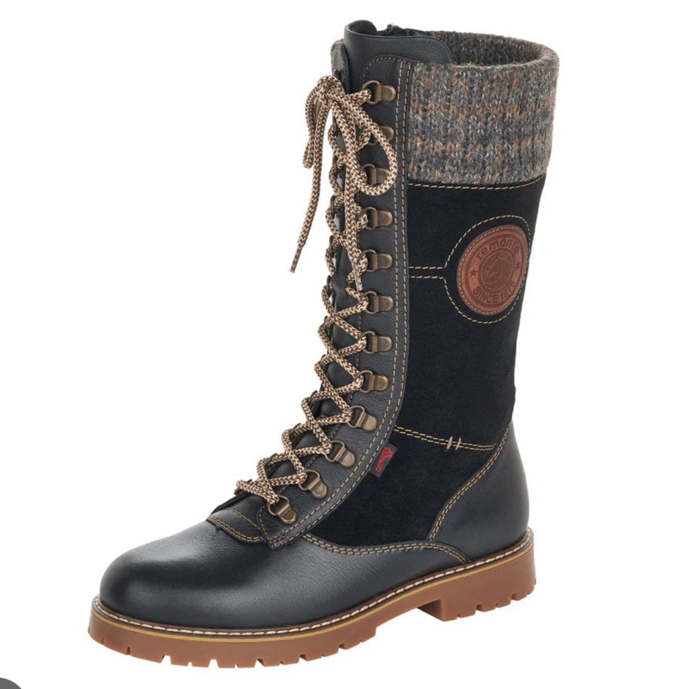 REMONTE D9375 Suede Black Tall Winter Lined Warm Boots Women’s Size 10 LIKE NEW